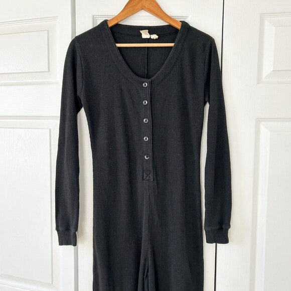 Victoria’s Secret Black Thermal Button Front One Piece Jumpsuit Women’s S - Picture 3 of 7